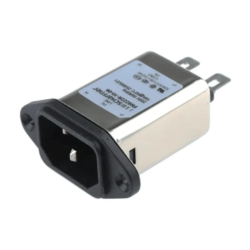 Schaffner 250V AC 10A Flange IEC Filter Male Faston FN9222R-10-06