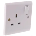RS PRO 13A White 1 Gang Plug Socket Indoor Flush Mount Type G Rocker Switch 230V 775-8056