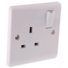 RS PRO 13A White 1 Gang Plug Socket Indoor Flush Mount Type G Rocker Switch 230V 775-8056