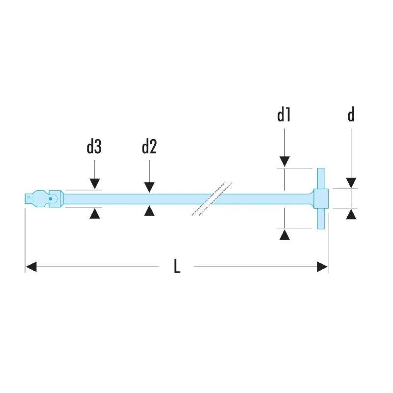 Facom 1/4 in Square Drive Extension Bar Socket T-Handle Steel Bright Chrome Finish R.228