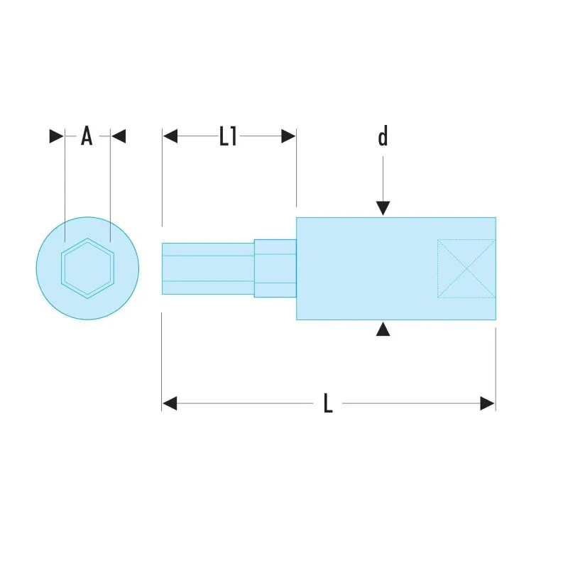 Facom 1/4 in Drive 2 mm Bit Square Socket Chrome Vanadium Steel, Bright Chrome Finish, 37mm Length RT.2
