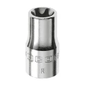 Facom 1/4 in Drive E10 Standard Square Socket, Bright Chrome Finish, 22mm Overall Length RTX.10