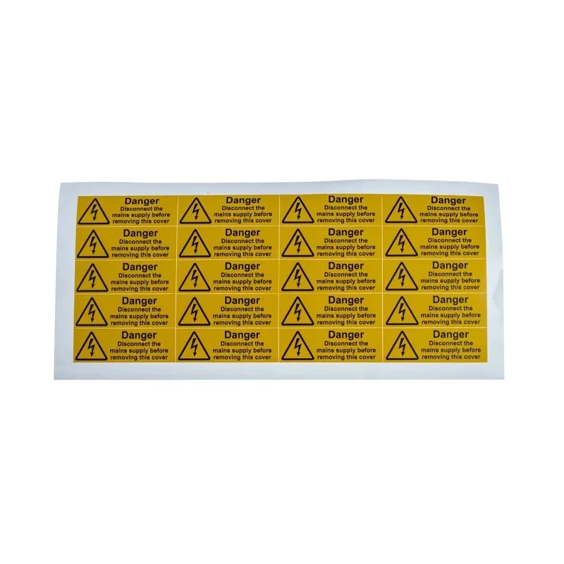 RS PRO Black Yellow Vinyl Safety Label Danger Disconnect the Mains Supply Before Removing This Cover 20 mm x 60 mm 776-0932
