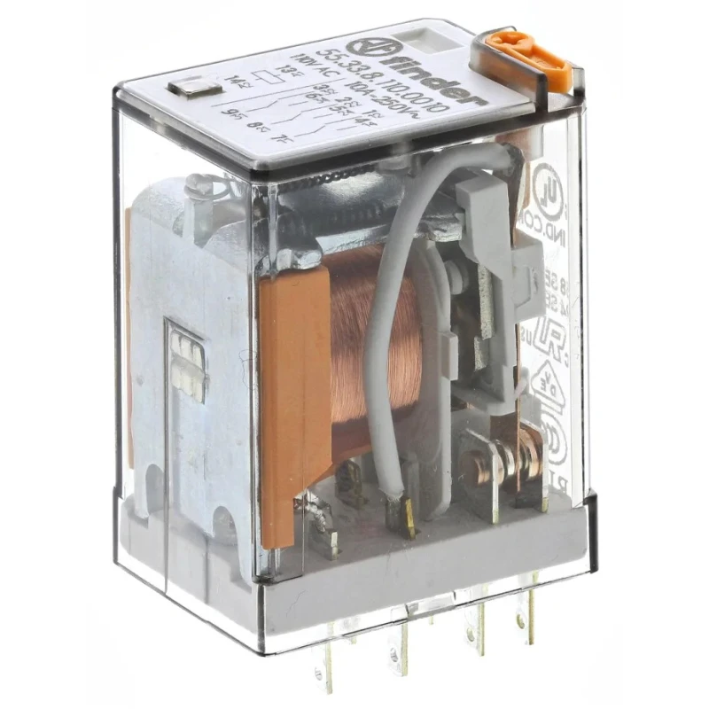 Finder Power Relay 110V AC Coil 10A Switching Current 3PDT Silver Alloy Contacts 55.33.8.110.0010