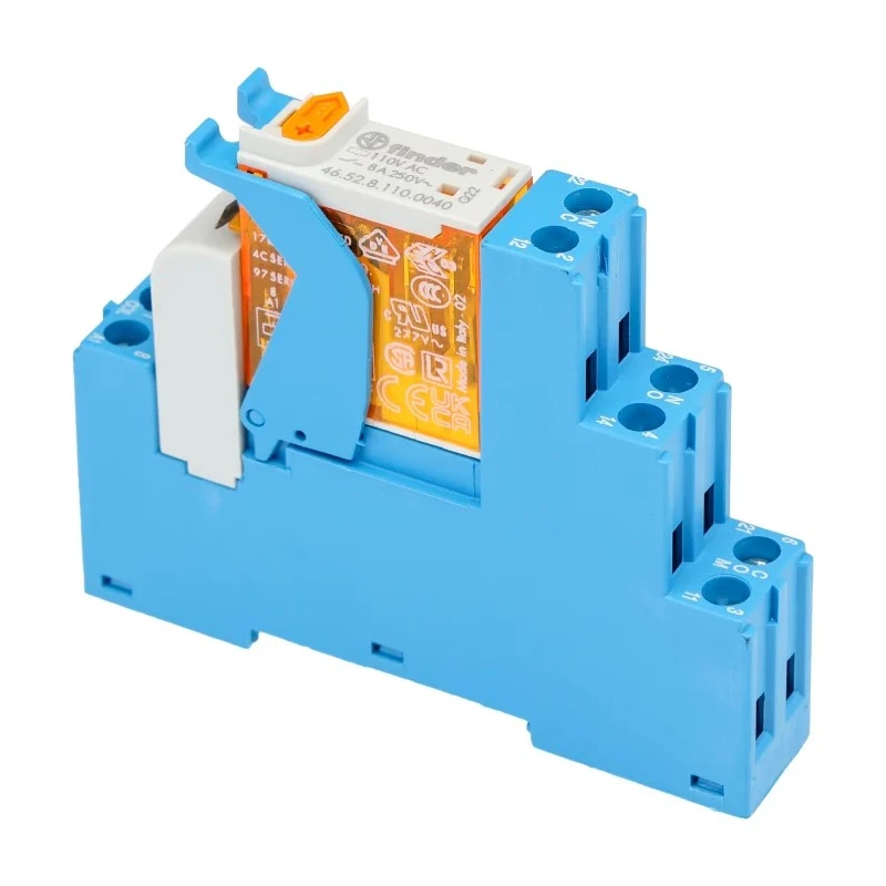 Finder 4C DIN Rail Relay Socket 250V AC 8A/15A Screw Terminal for 4C Series Relay 4C.02.8.110.0060SPA