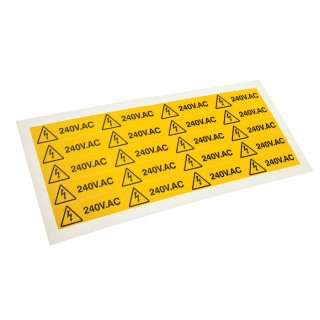 RS PRO Black Yellow Vinyl Safety Label 240V AC Text 20 mm x 60 mm 776-0936
