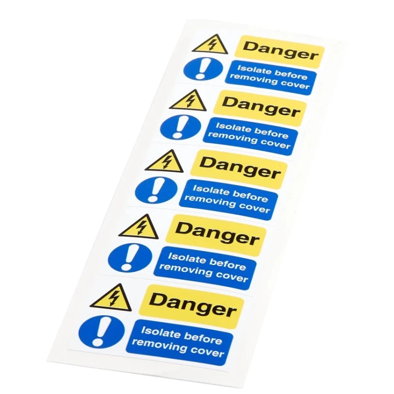 RS PRO Vinyl Safety Label Danger Isolated Before Removing Cover Text 40mm x 60mm 776-0951