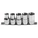 Facom 6-Piece 1/4 in Torx Socket Set Chrome Vanadium Steel Bright Chrome Finish RTX.40
