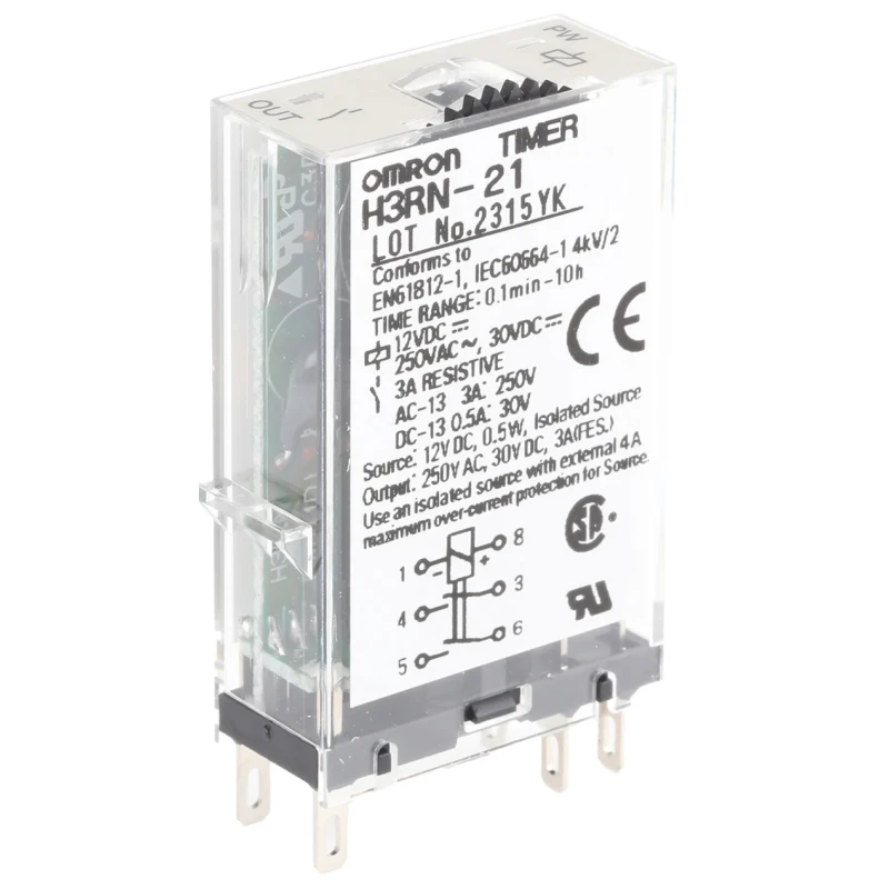 Omron Multifunction Timer Relay 2-Contact DPST 12 V dc/ac 0.1 min to 10 h H3RN