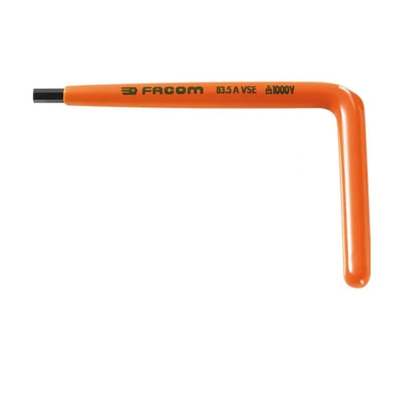 Facom L Metric Insulated Steel Hex Key, Hex Size 10 mm, Overall Length 125 mm 83.10AVSE
