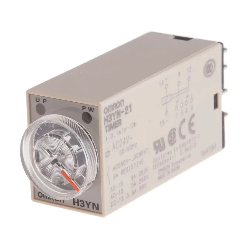 Omron Multifunction DIN Rail Panel Mount Timer Relay 24 V ac 5A DPDT, 0.1 Min to 10 H H3YN