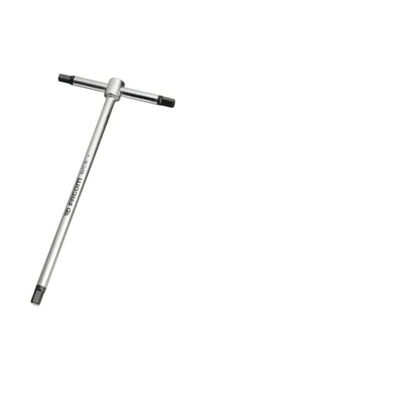 Facom T Metric Hex Key, Hex Size 12 mm, Long Arm, Chrome Vanadium Steel, Chrome Finish 84TC.12