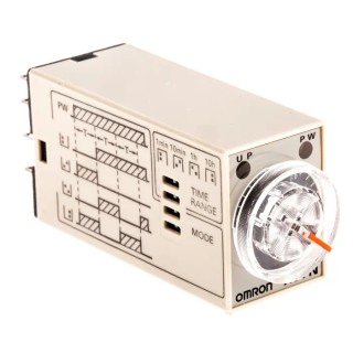 Omron DIN Rail, Panel Mount Timer Relay 2-Contact DPDT 200-230 V AC 0.1 min to 10 h Multifunction H3YN