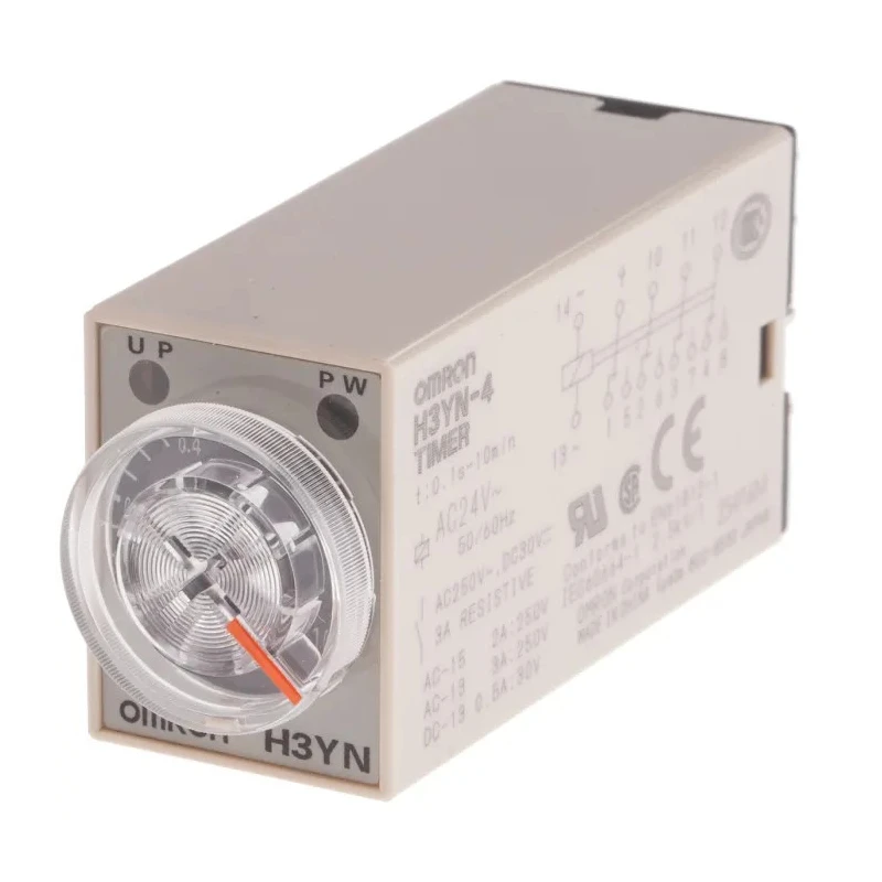 Omron Multifunction DIN Rail and Panel Mount Timer Relay, 4-Contact 4PDT, 24 V DC/AC, Time Range 0.1s to 10min H3YN