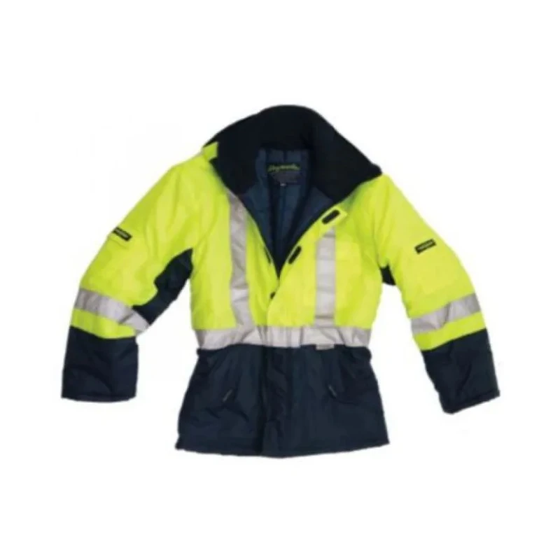 Pro Fit Navy Yellow Unisex Hi Vis Jacket 2XL, Hooded, Polyester Lining, Nylon Outer, EN342 F481-2XL
