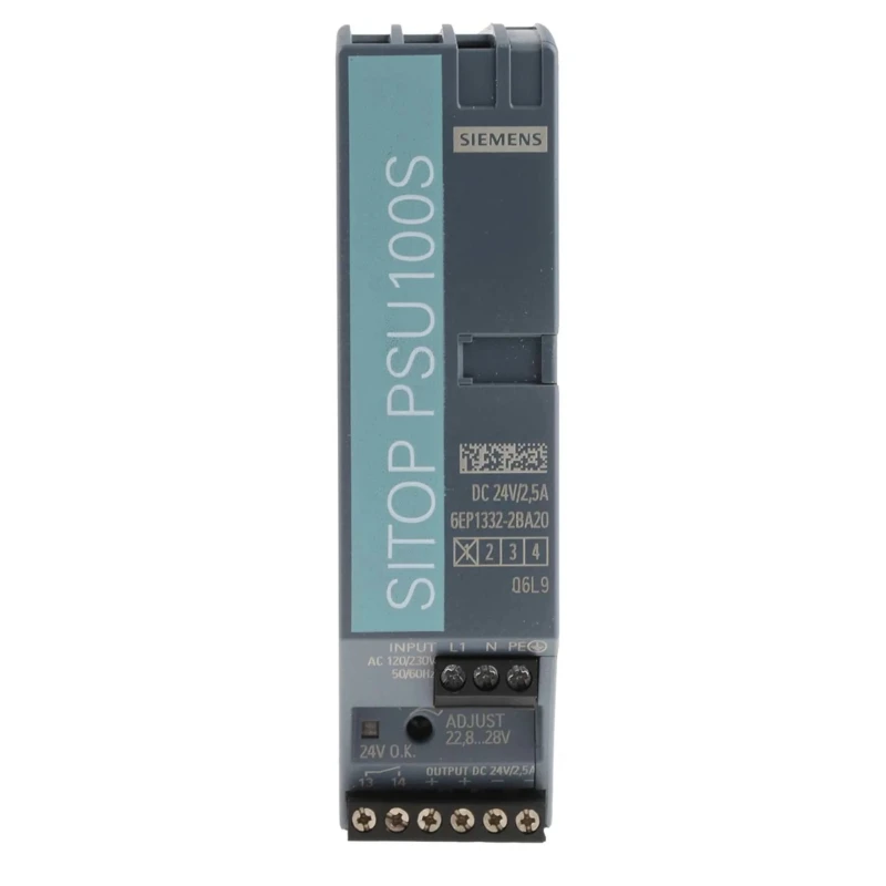 Siemens SITOP PSU100S Switched Mode DIN Rail Power Supply 264V AC Input 28V DC, 2.5 A Output, 60 W PSU100S