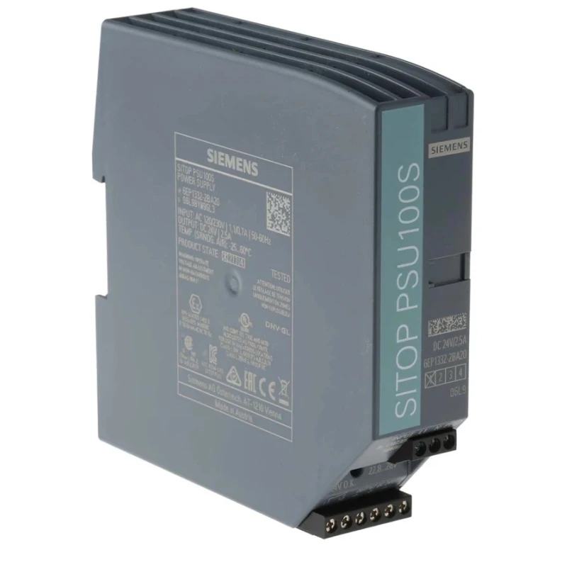 Siemens SITOP PSU100S Switched Mode DIN Rail Power Supply 264V AC Input 28V DC, 2.5 A Output, 60 W PSU100S