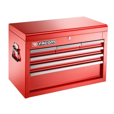 Facom Red 6 Drawer Tool Chest Metal Chest with Aluminium Handles and Centralized Lock BT.C6TA
