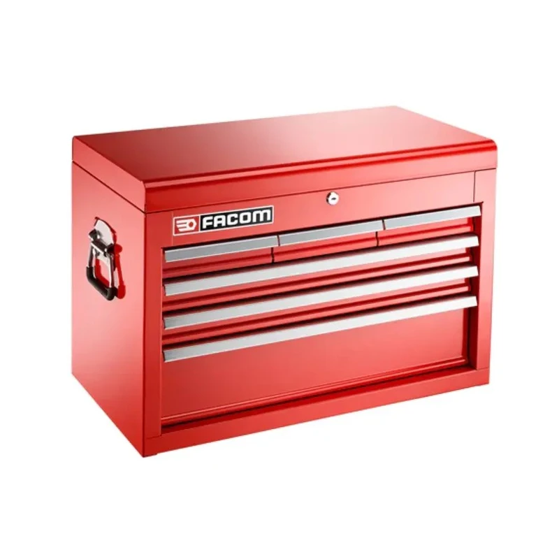 Facom Red 6 Drawer Tool Chest Metal Chest with Aluminium Handles and Centralized Lock BT.C6TA