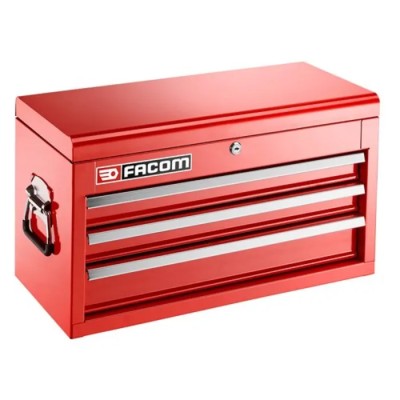 Facom 3 Drawer Tool Chest Metal Storage Cabinet with Aluminium Handles Centralized Lock System BT.C3TA