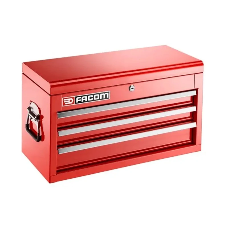 Facom 3 Drawer Tool Chest Metal Storage Cabinet with Aluminium Handles Centralized Lock System BT.C3TA