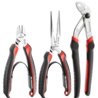 Facom 3-Piece Plier Set Including Cutters, Long Nose Pliers, Water Pump Pliers CPE.A3