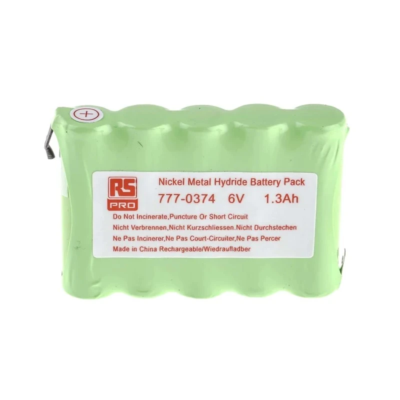 RS PRO 6 V Nickel Metal Hydride Rechargeable Battery Pack 5 Cells 1300 mAh 6V 1300mAh 777-0374
