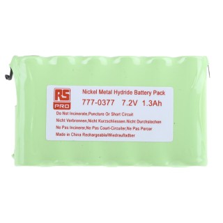 RS Pro 7.2 V Nickel Metal Hydride Rechargeable Battery Pack 6 Cells 1300 mAh 777-0377