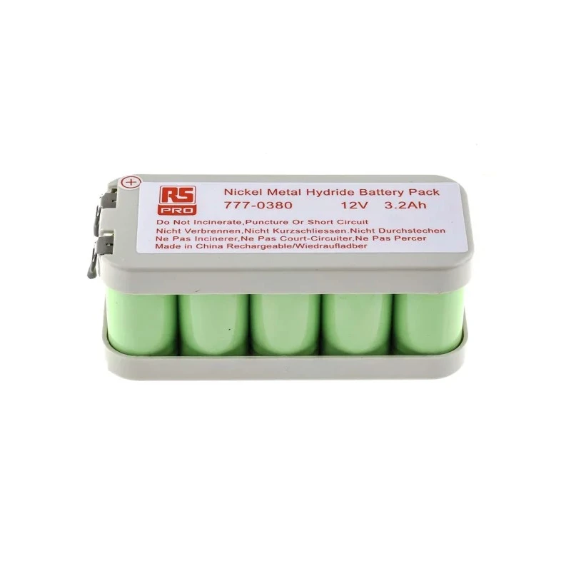 RS Pro 12 V Nickel Metal Hydride Rechargeable Battery Pack 3.2 Ah 10 Cells 777-0380