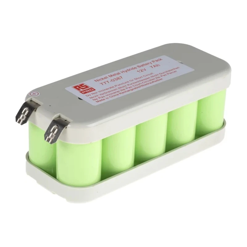 RS PRO 12 V Nickel Metal Hydride Rechargeable Battery Pack 7Ah 10 Cells Tags Termination 777-0387