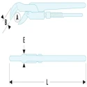 Facom Pipe Wrench with 60 mm Jaw Capacity and 600 mm Overall Length, Forged Steel Metal Handle 121A.2P