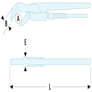 Facom Pipe Wrench with 60 mm Jaw Capacity and 600 mm Overall Length, Forged Steel Metal Handle 121A.2P