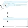 Facom Pipe Wrench with 60 mm Jaw Capacity and 600 mm Overall Length, Forged Steel Metal Handle 121A.2P