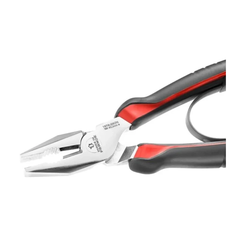 Facom Combination Plier Angled Nose 15°, Cable Gripping Surface, Serrated Flat and Oval Pipe, 205mm Overall 187A.20CPE