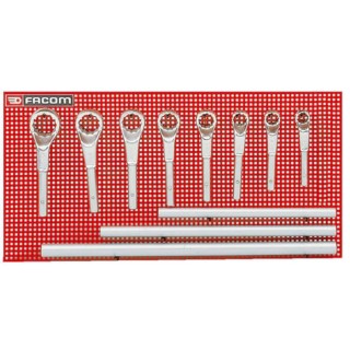 Facom 8-Piece Metric Heavy Duty Offset Ring Spanner Set 24 to 55 mm 54.P9M