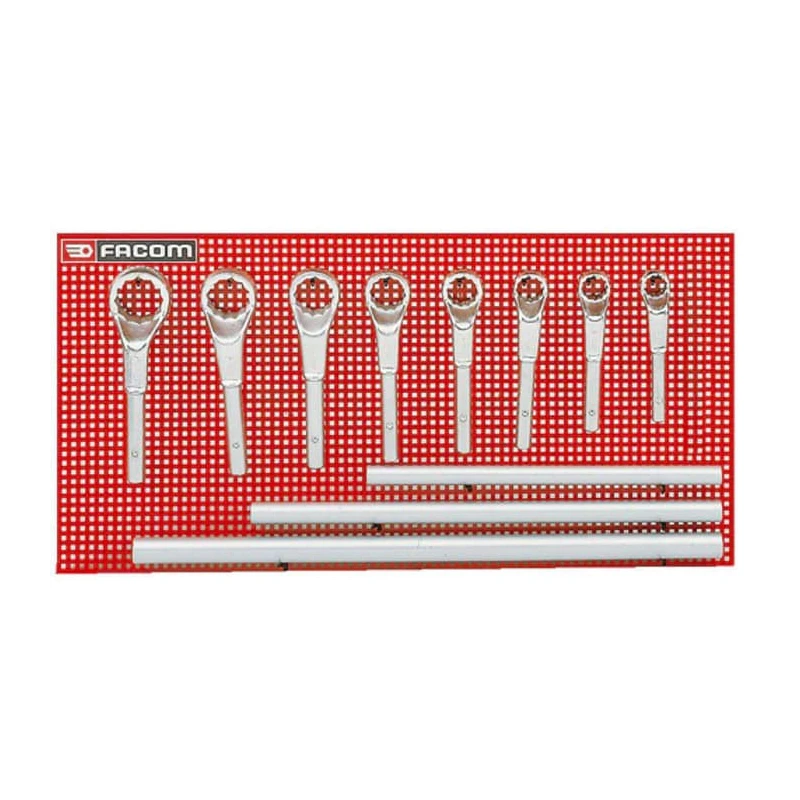 Facom 8-Piece Metric Heavy Duty Offset Ring Spanner Set 24 to 55 mm 54.P9M