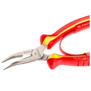 Facom Straight Nose Plier, 160mm Overall, Ergonomic Bi-Material Grip, Carbon Steel, VDE/1000V Approved 193A.16VE