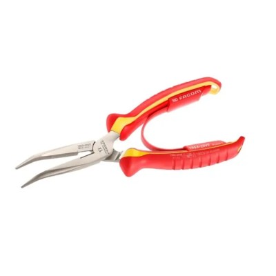 Facom 1-Piece Serrated Round Nose Plier, 200mm Overall Length, 69mm Jaw, VDE/1000V Approved 195A.20VE