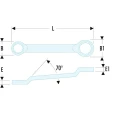 Facom Metric Offset Ring Spanner 27 x 30 mm, Chrome Finish, 12-Point Profile, 353 mm Overall Length 55A.27X30