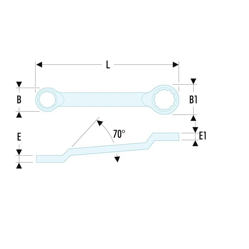 Facom Metric Offset Ring Spanner 27 x 30 mm, Chrome Finish, 12-Point Profile, 353 mm Overall Length 55A.27X30