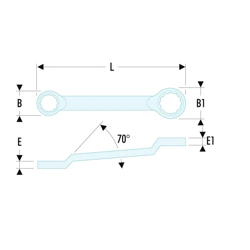 Facom Metric Offset Ring Spanner 27 x 32 mm, 353 mm Overall Length 12-Point Chrome Finish 55A.27X32