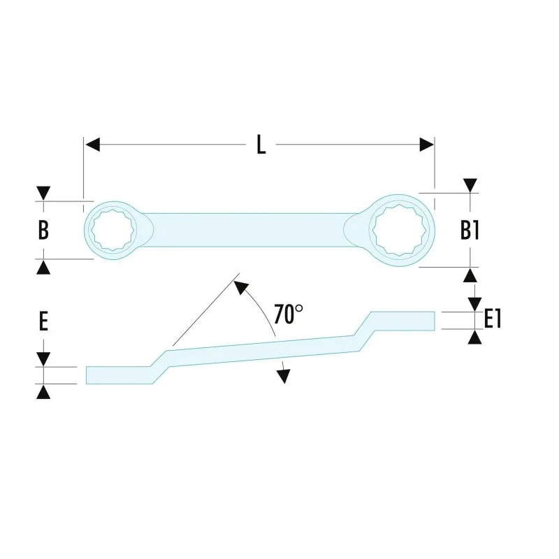 Facom Metric Offset Ring Spanner Size 46 x 50 mm Chrome Finish 510mm Overall Length 55A.46X50