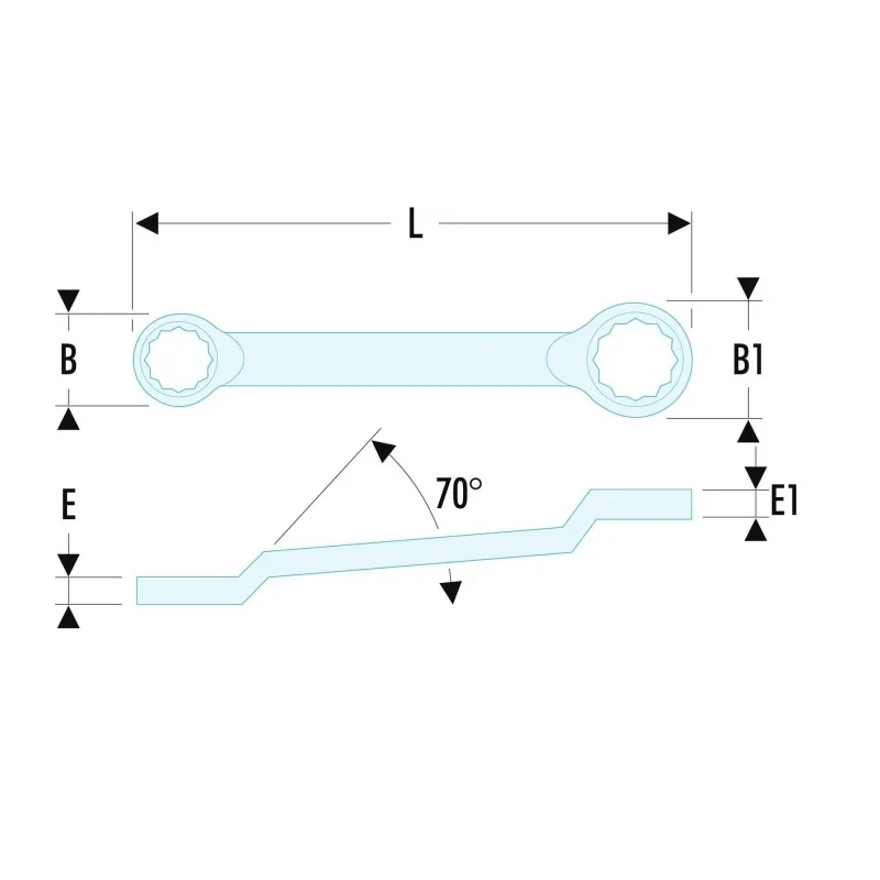 Facom Metric Chrome Finish Offset Ring Spanner 6 x 7 mm, 167 mm Overall Length 55A.6X7