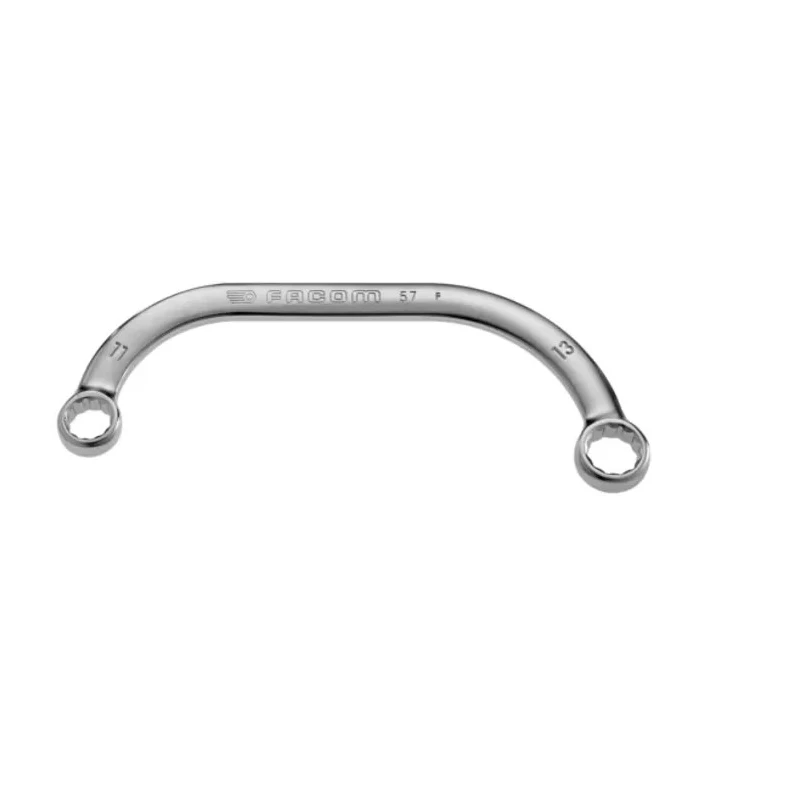 Facom Half Moon Offset Ring Spanner 11 x 13 mm, Chrome Finish, 12-Point, 143mm Overall 57.11X13