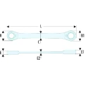 Facom Ratchet Ring Spanner 17 x 19 mm, 230mm Overall Chrome Finish 64.17X19