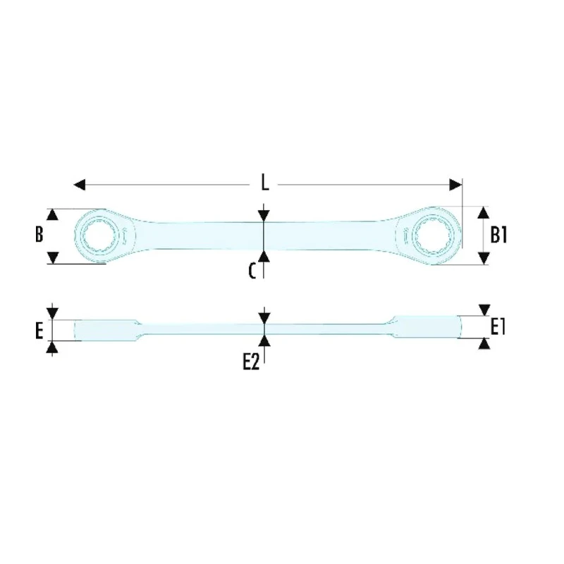 Facom Ratchet Ring Spanner 17 x 19 mm, 230mm Overall Chrome Finish 64.17X19