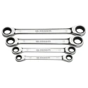 Facom Metric and Inch Straight Ratchet Ring Spanner Set Sizes 10x11, 12x13, 16x18, 17x19 mm 64.J4