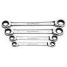 Facom Metric and Inch Straight Ratchet Ring Spanner Set Sizes 10x11, 12x13, 16x18, 17x19 mm 64.J4