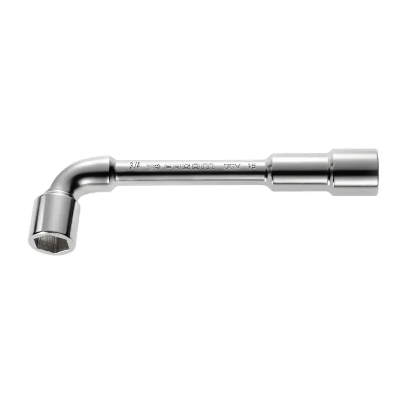 Facom Socket Wrench with Tube Handle, 13/16 in Drive Size, Satin Chrome Finish, Chrome Vanadium Steel, 221mm 75.13/16