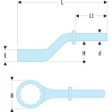 Facom Heavy-Duty Offset Ring Spanner 55 mm Size, 300 mm Overall Length Chrome Finish 54A.55